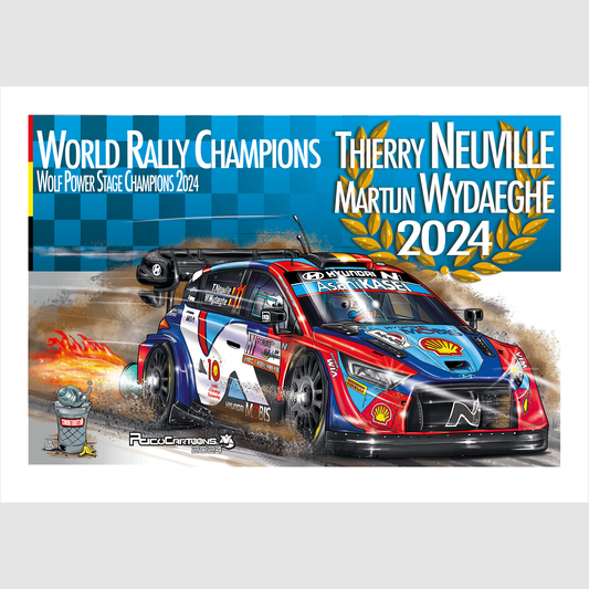 THIERRY NEUVILLE - MARTIJN WYDAEGHE - World Rally Champions 2024- - A3 Poster in alu frame