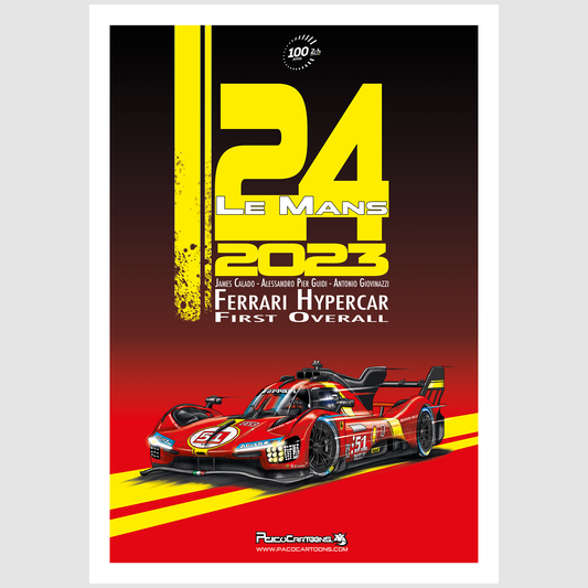 Ferrari Le Mans 2023 winners! A3 Poster in Alu frame.