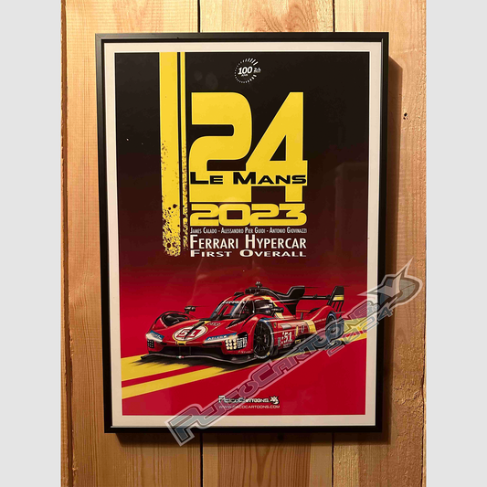 Ferrari Le Mans 2023 winners! A3 Poster in Alu frame.