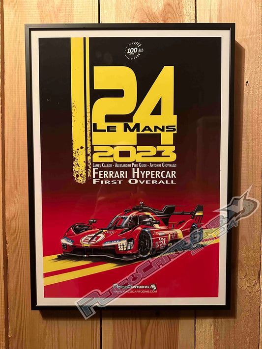 Ferrari Le Mans 2023 winners! A3 Poster in Alu frame.