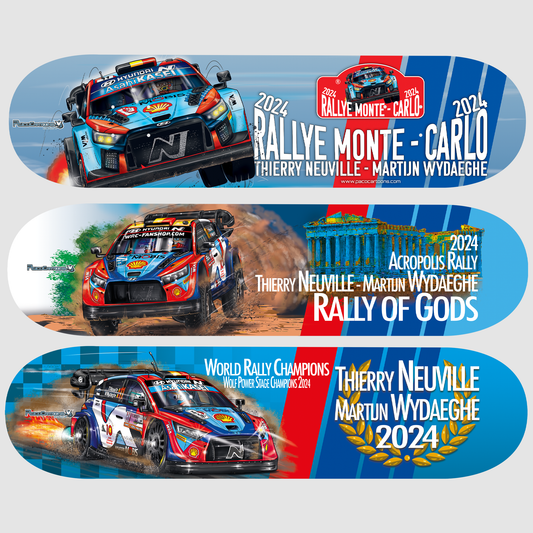 THIERRY NEUVILLE - MARTIJN WYDAEGHE - World Rally Champions 2024 - 3 Cartoon Skateboard decks!
