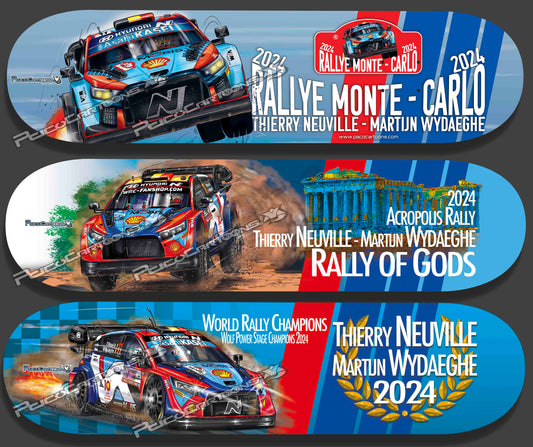 THIERRY NEUVILLE - MARTIJN WYDAEGHE - World Rally Champions 2024 - 3 Cartoon Skateboard decks!
