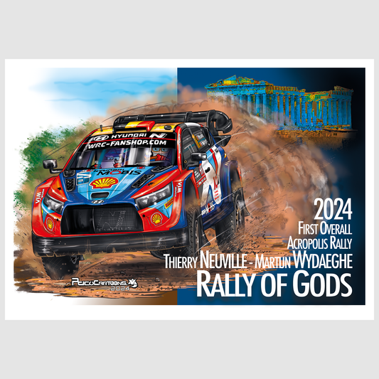 THIERRY NEUVILLE - MARTIJN WYDAEGHE - Rally Of Gods 2024- - A3 Poster in alu frame