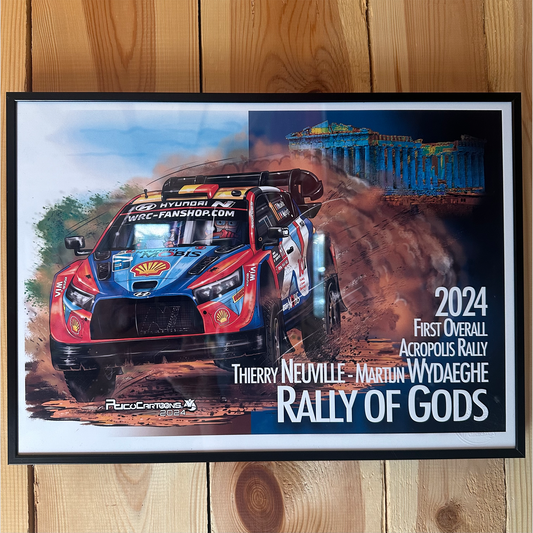 THIERRY NEUVILLE - MARTIJN WYDAEGHE - Rally Of Gods 2024- - A3 Poster in alu frame