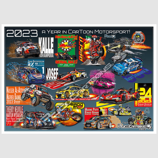 A year in Cartoon Motorsport A3 Poster 2023
