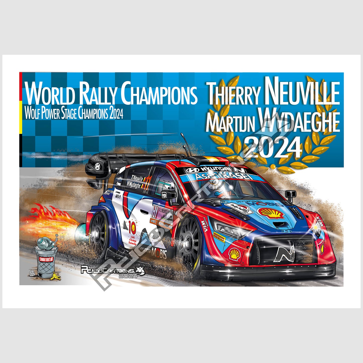 THIERRY NEUVILLE - MARTIJN WYDAEGHE - World Rally Champions 2024- A3 Poster