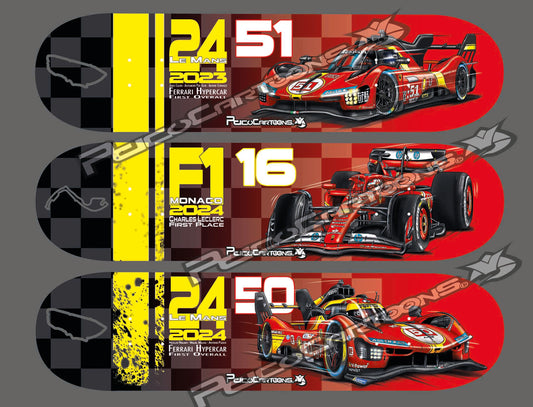 Triptyque Ferrari - 3 Plateau de skateboard Cartoon ! 