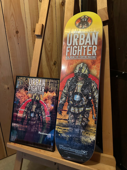 Planche de skateboard Urban Fighter ! & affiche A3 sous cadre Alu !